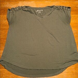 Green Ruched Sleeveless Blouse